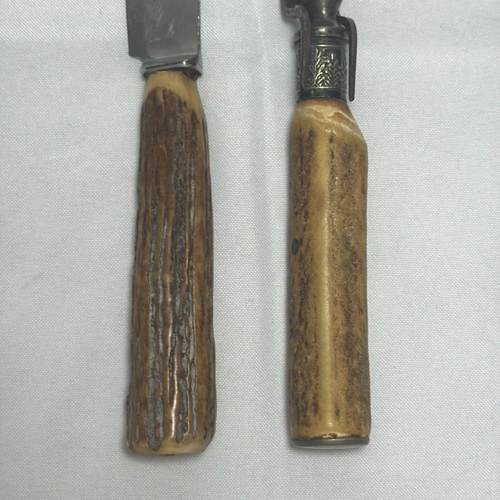 Vintage Antler Handle Knife and Fork Set Carving Set